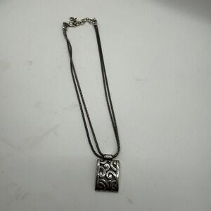 BRIGHTON Brighton Deco Lace  Double Chain Silver Plated Necklace 17" C1133